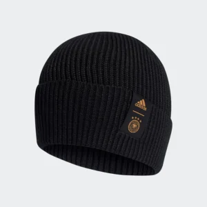 Germany Woolie Beanie Black Tactile Gold Metallic Cap