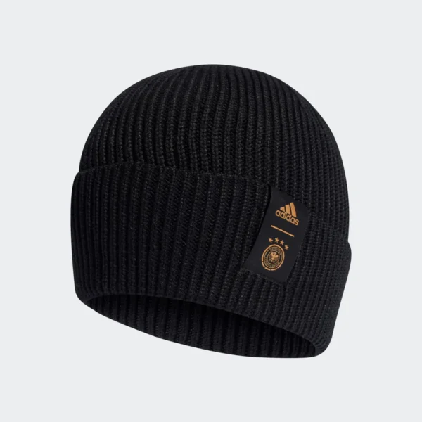 Germany Woolie Beanie Black Tactile Gold Metallic Cap