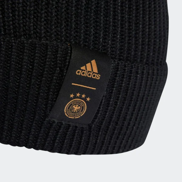 Germany Woolie Beanie Black Tactile Gold Metallic Cap